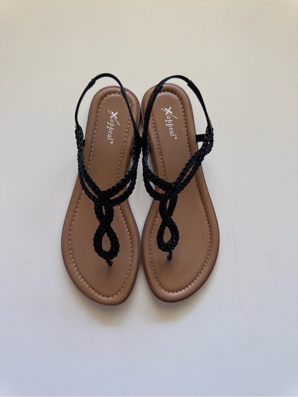 Women’s Braided T-Strap Sandals - Black - Size 10